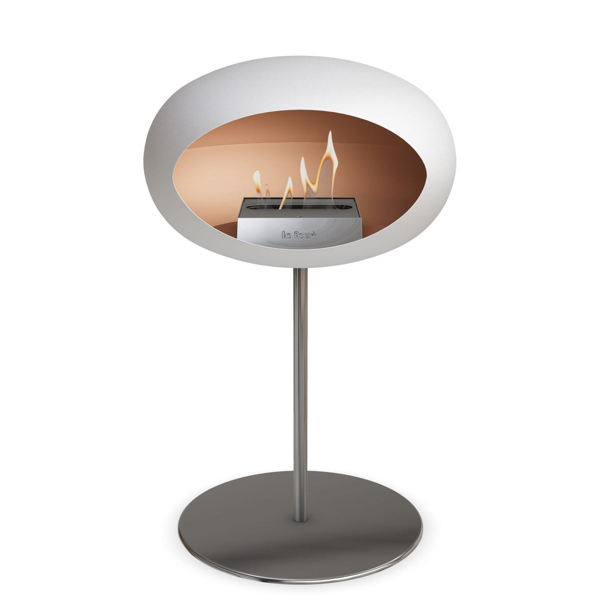 Le Feu Steel Low Dome White Fireplaces Nüline Distribution ø2.5 cm polished steel polished steel steel burner