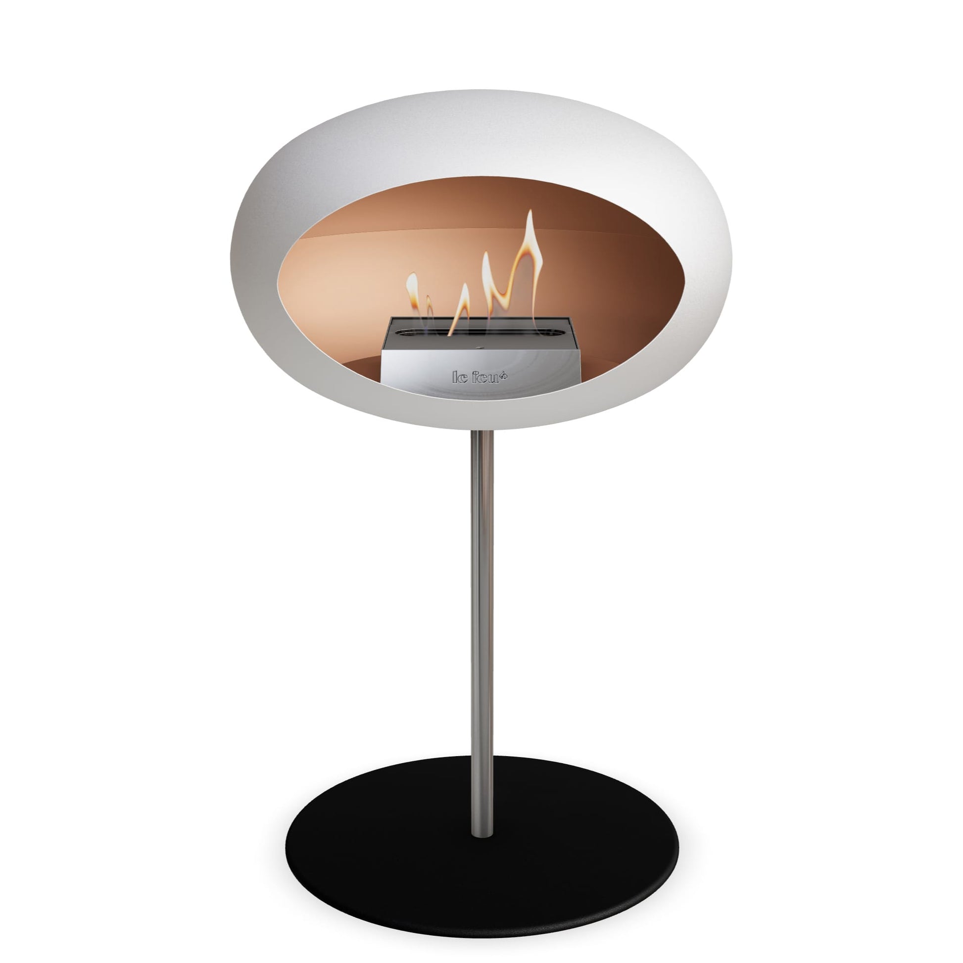 Le Feu Steel Low Dome <br>White Fireplaces Nüline Distribution ø2.5 cm polished steel black steel burner