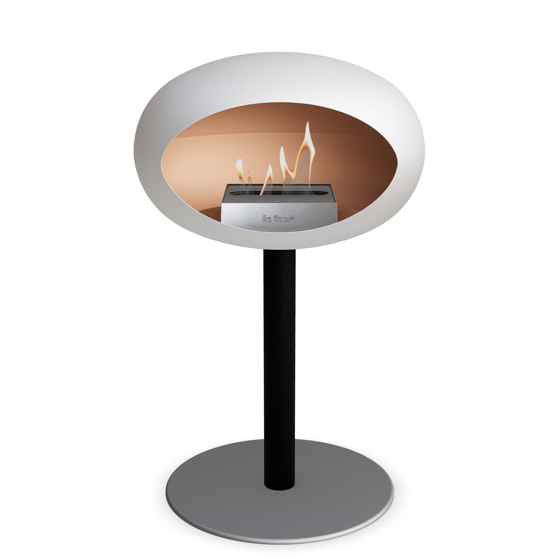 Le Feu Steel Low Dome <br>White Fireplaces Nüline Distribution ø6 cm black nickel steel burner