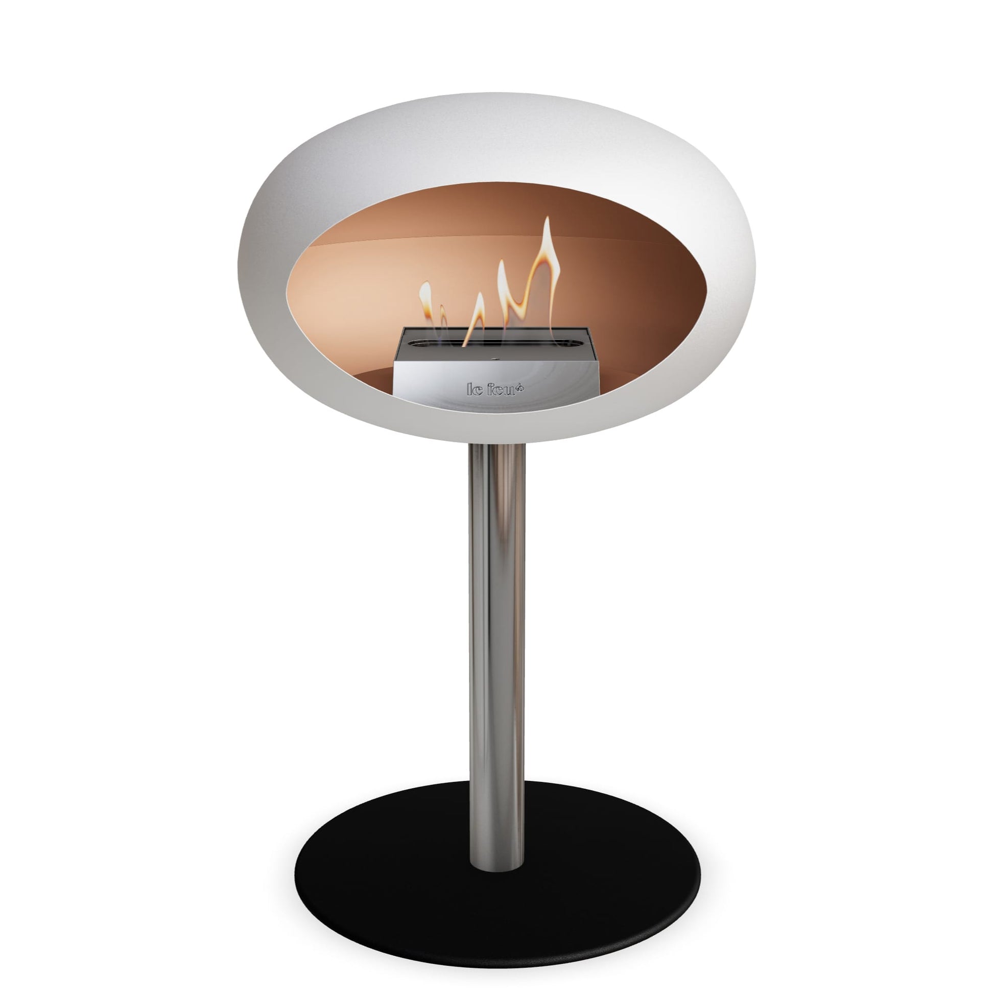 Le Feu Steel Low Dome <br>White Fireplaces Nüline Distribution ø6 cm polished steel black steel burner