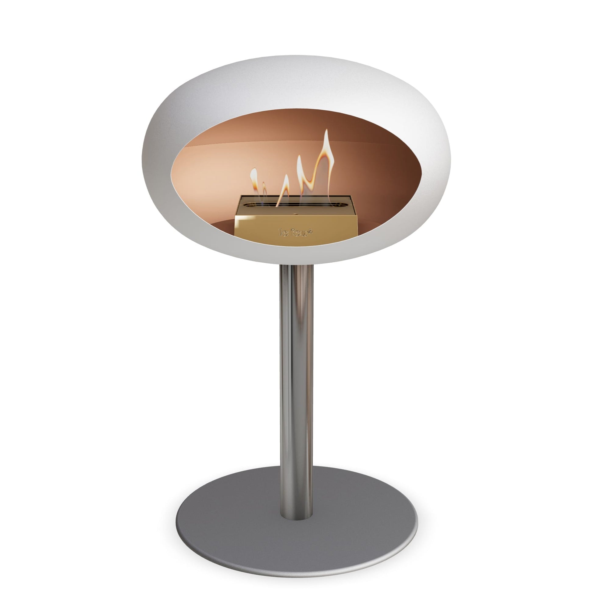 Le Feu Steel Low Dome <br>White Fireplaces Nüline Distribution ø6 cm polished steel nickel rose gold burner