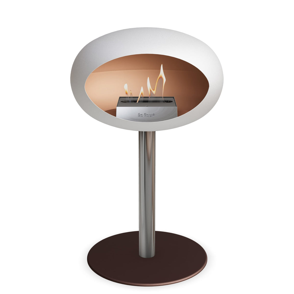 Le Feu Steel Low Dome White Fireplaces Nüline Distribution ø6 cm polished steel mocca steel burner