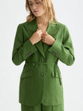 Linen Blend Blazer with Charm Tailoring Scotch Soda Femme Garden Green S