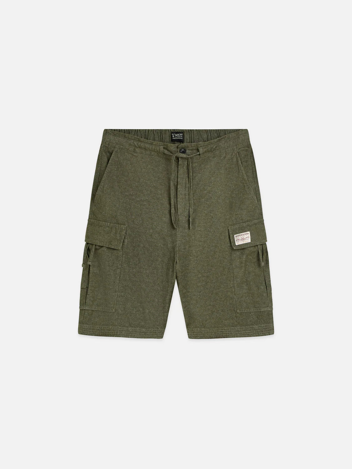 Linen-Blend Relaxed-Fit Cargo Bermuda Shorts Men Shorts Scotch Soda Homme Olive Night XL