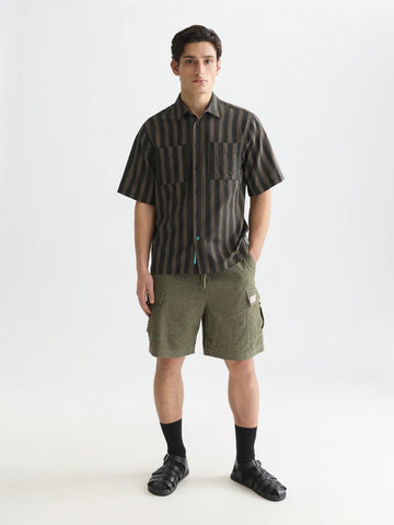 Linen-Blend Relaxed-Fit Cargo Bermuda Shorts Men Shorts Scotch Soda Homme Olive Night XS