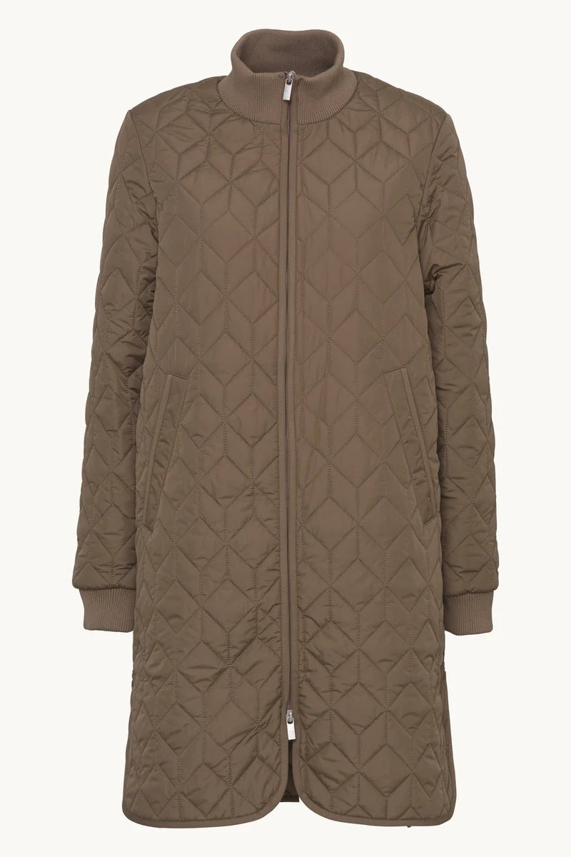 Long Quilted Jacket Woman ILSE JACOBSEN 206-MUD 34