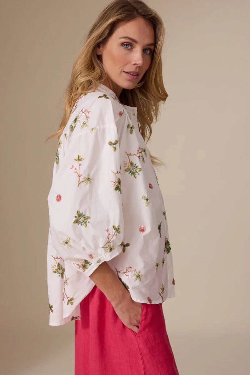 LUNA BLOUSE Blouses JC Sophie FLEUR ROUGE 34