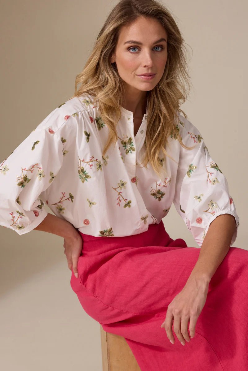 LUNA BLOUSE Blouses JC Sophie FLEUR ROUGE 36