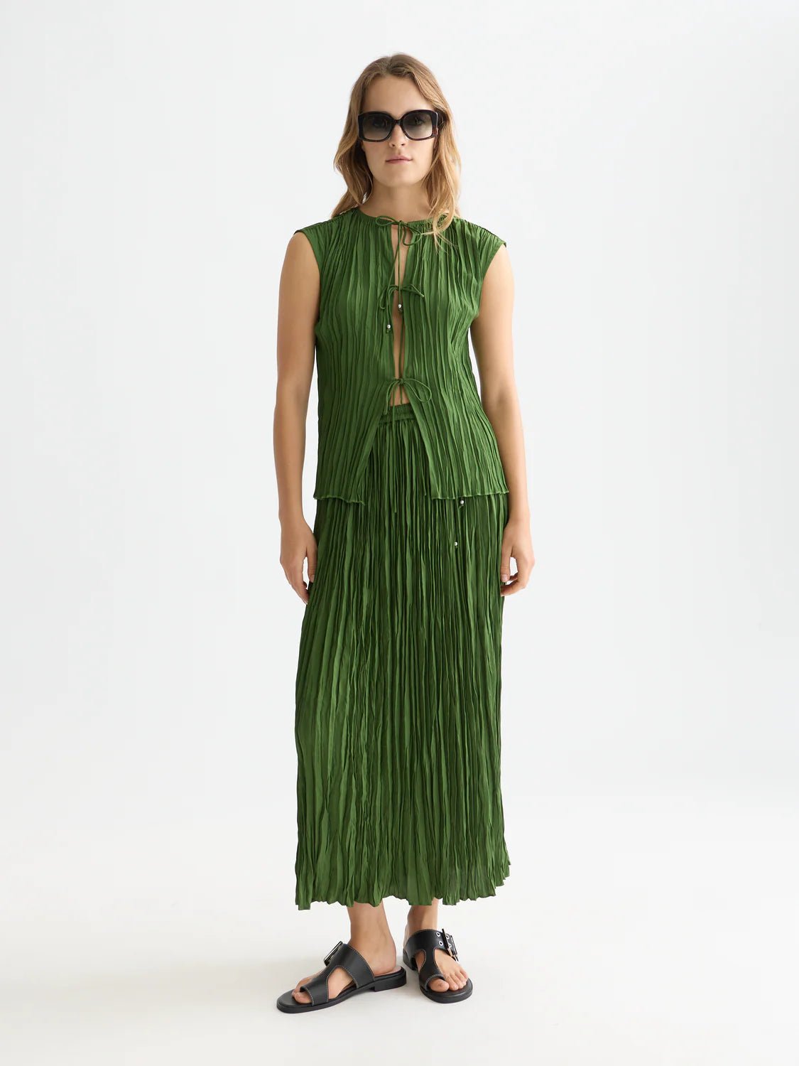 Micro Pleat Skirt Dresses Scotch Soda Femme Garden Green XS