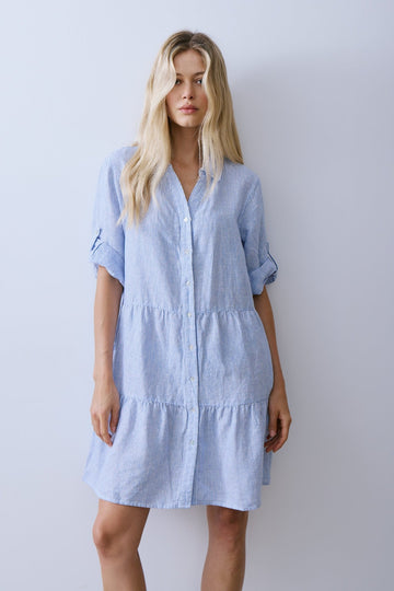 MOREL DRESS Melissa Nepton Blue Pin Stripe XS