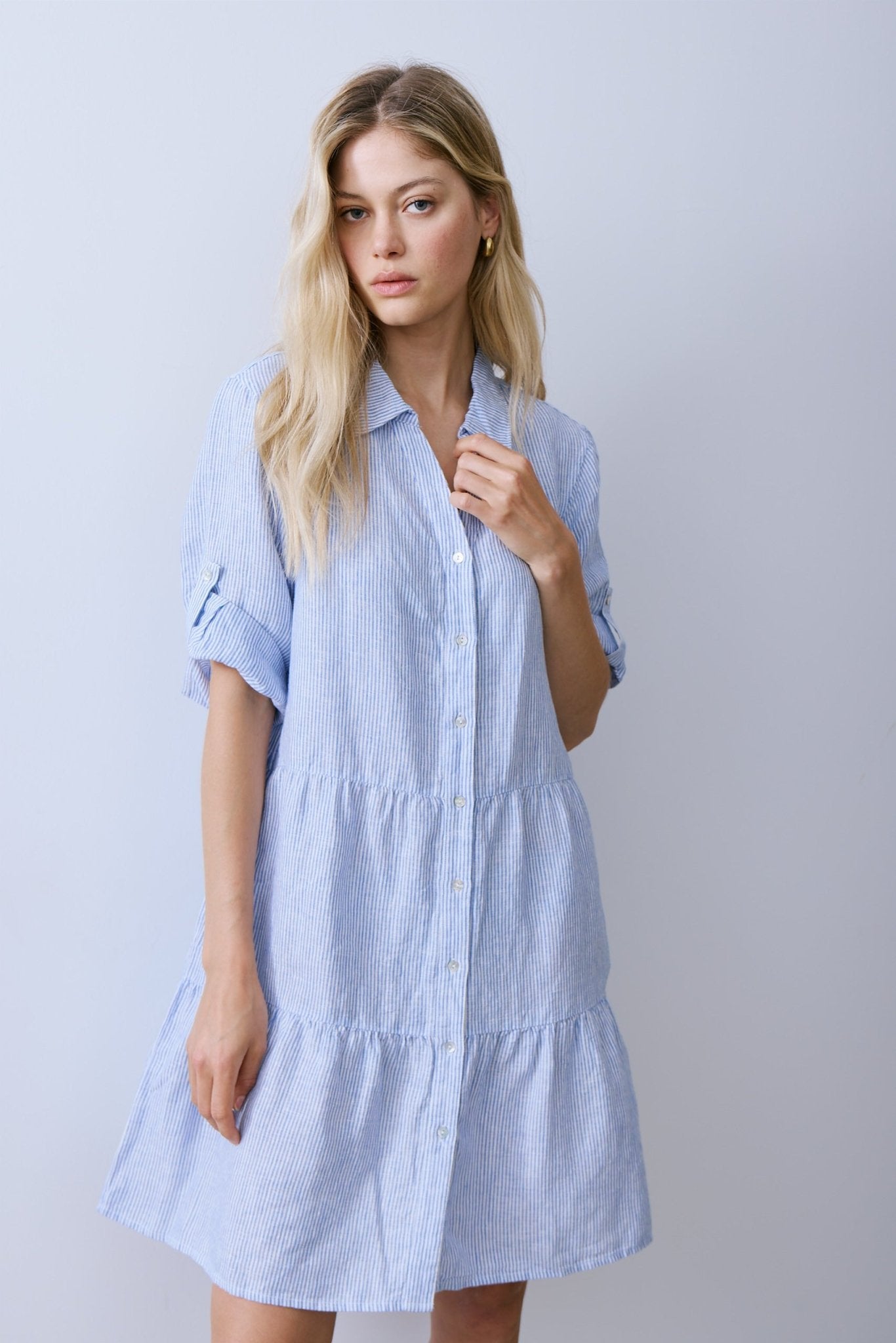 MOREL DRESS Melissa Nepton Blue Pin Stripe S