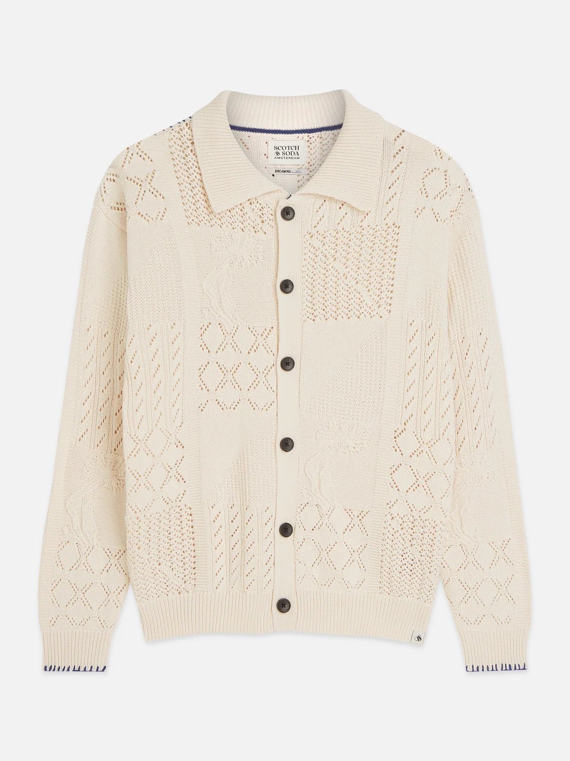 Multi Stitch Knitted Cardigan Man Scotch & Soda Eggnog XL