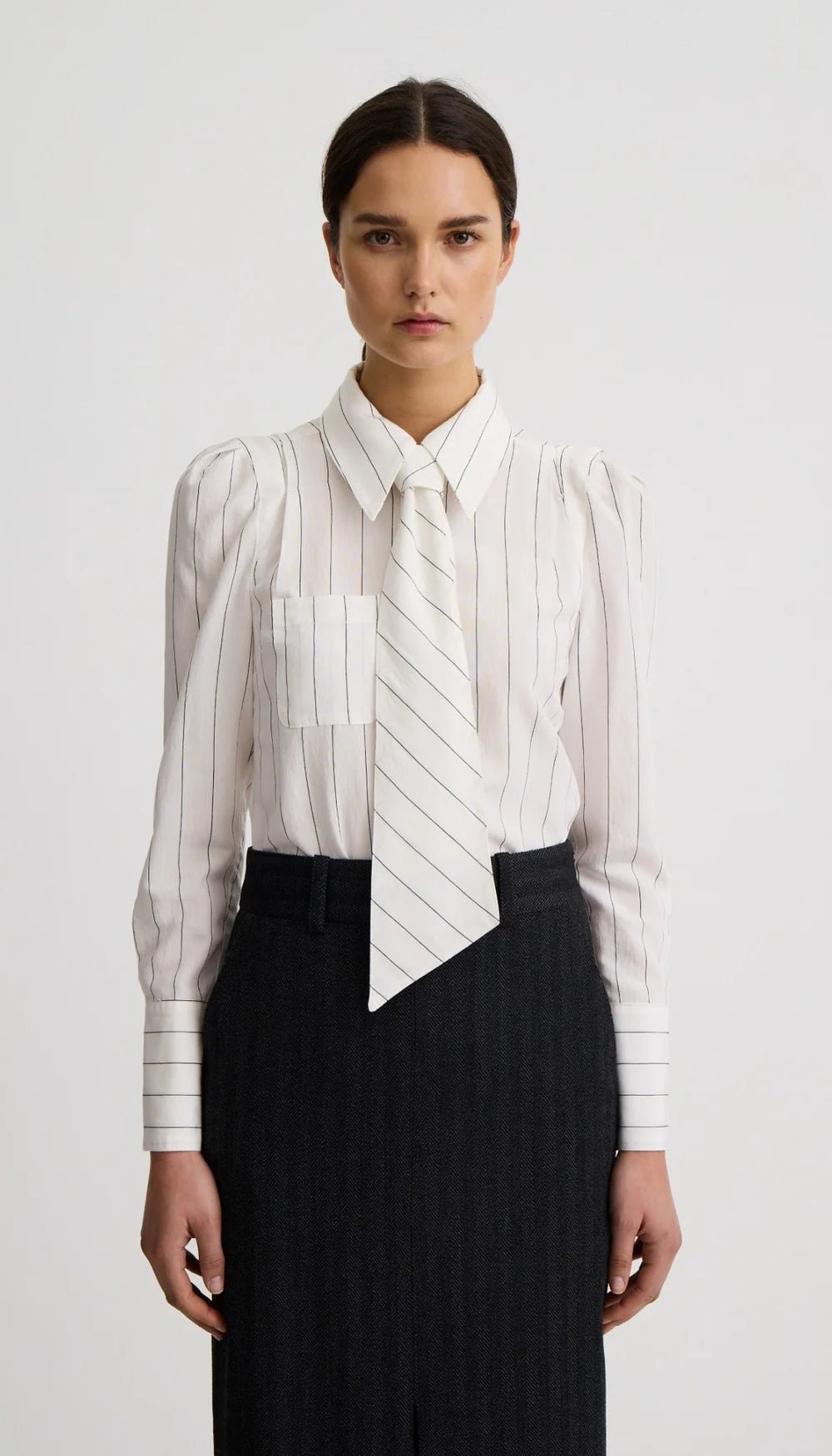 Neck Tie Box Pleat Shirt Woman Smythe XS