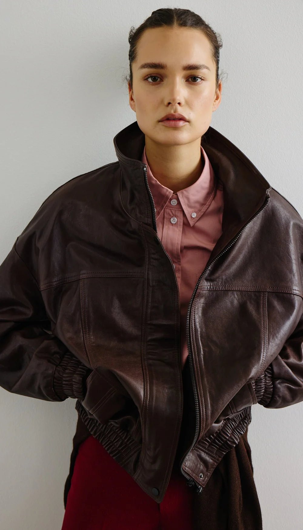 Oversized Leather Bomber Woman Smythe