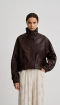 Oversized Leather Bomber Woman Smythe S Brown