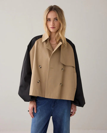 Oversized trench coat with contrast jacket SUMMUM