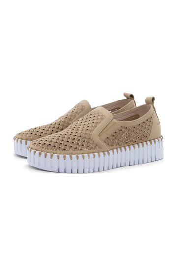 Platform Elastic Slip On With Cut Outs ILSE JACOBSEN Latte 36