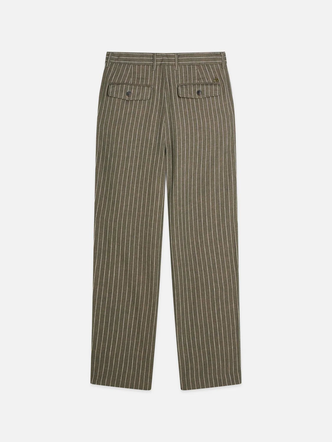 Pleated Pinstriped Cotton-Linen Loose Straight-Fit Chino Men Trousers Scotch Soda Homme