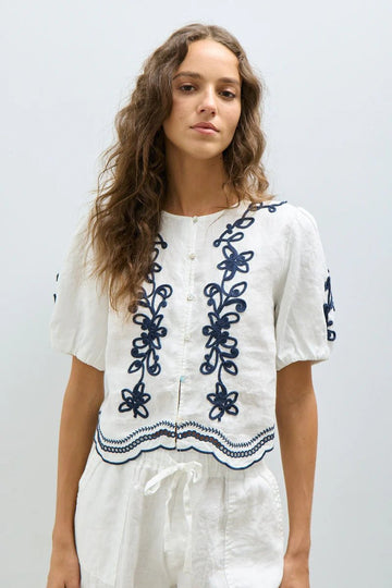POPPY BLOUSE Blouses Melissa Nepton Navy Soutache XS