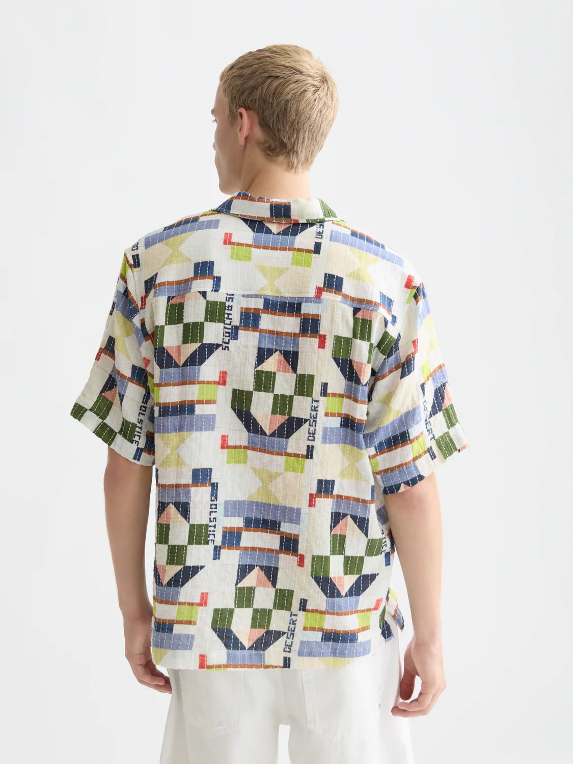Printed Stitched Relaxed-Fit Short-Sleeved Shirt Men Shirts Scotch Soda Homme