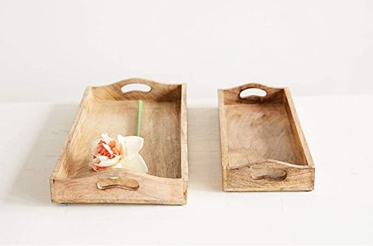 RECTANGLE MANGO WOOD TRAYS Dining-Kitchenware Creative Coop   