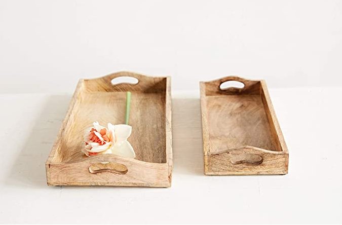 RECTANGLE MANGO WOOD TRAYS Dining-Kitchenware Creative Coop   