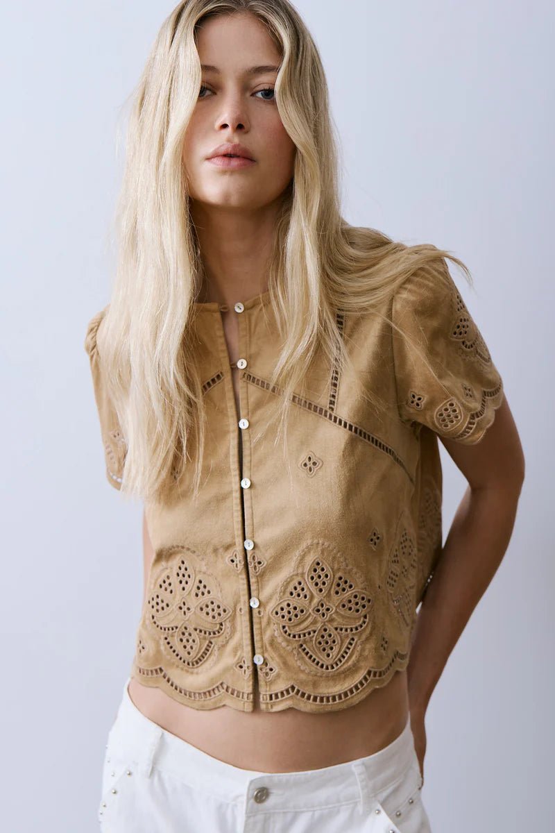 REGINA BLOUSE Blouses Melissa Nepton Tan Suede XS