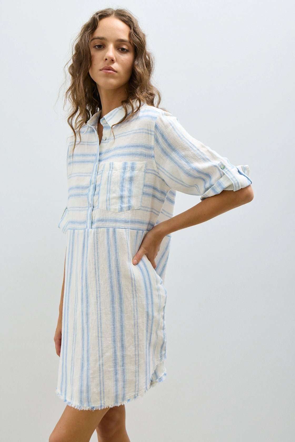ROSELLA DRESS Melissa Nepton Gradient Blue Stripe XS