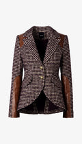 Saddle-Patch Equestrian Blazer Woman Smythe 10 Plum Houndstooth