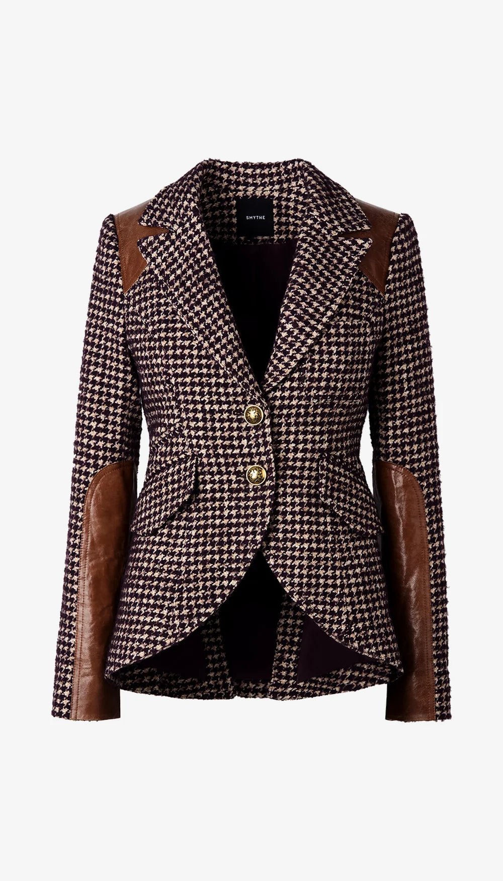 Saddle-Patch Equestrian Blazer Woman Smythe 10 Plum Houndstooth