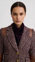 Saddle-Patch Equestrian Blazer Woman Smythe S Plum Houndstooth