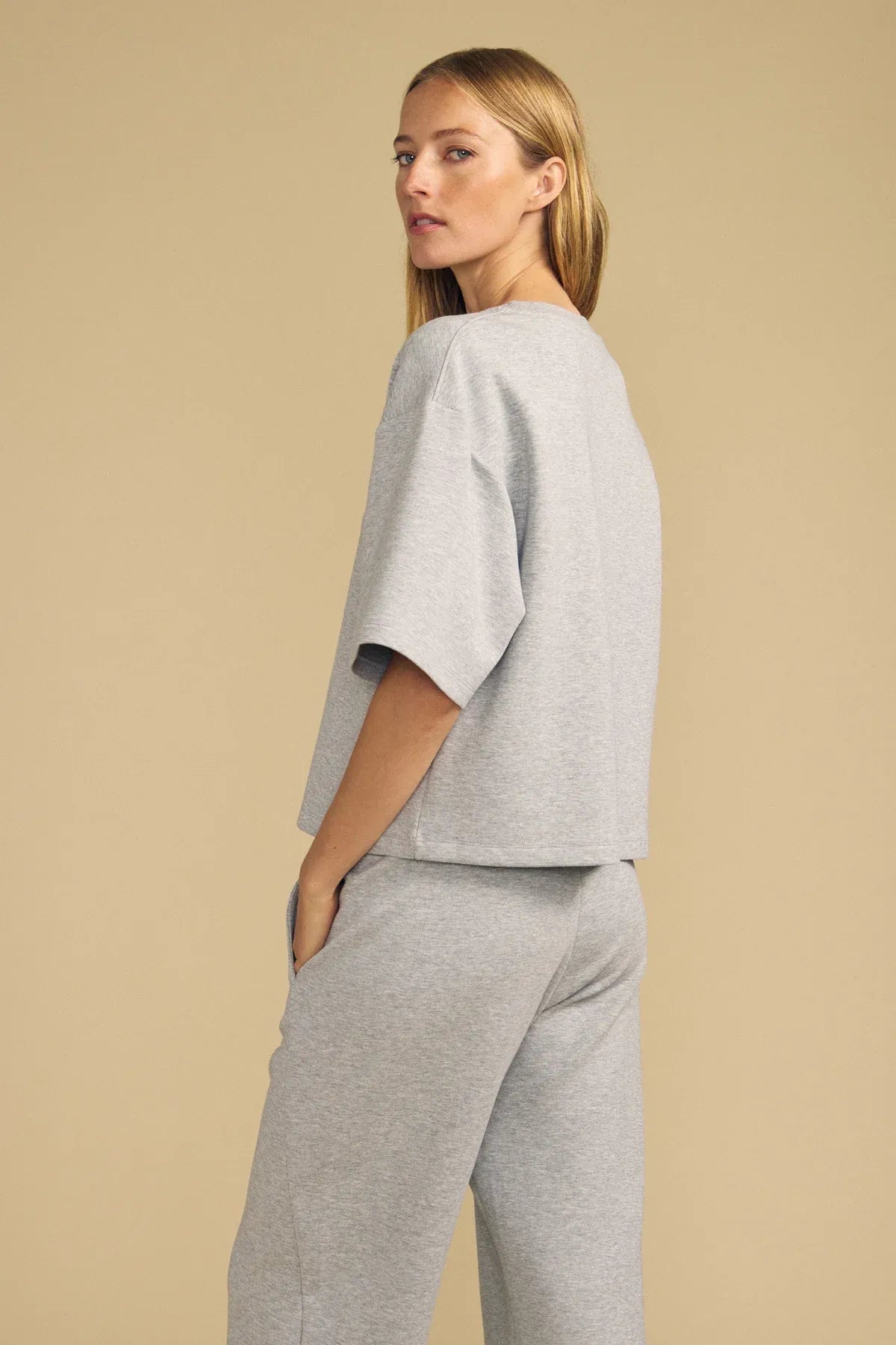 Scuba Knit Top Woman VELVET L HEATHER GREY/WHITE