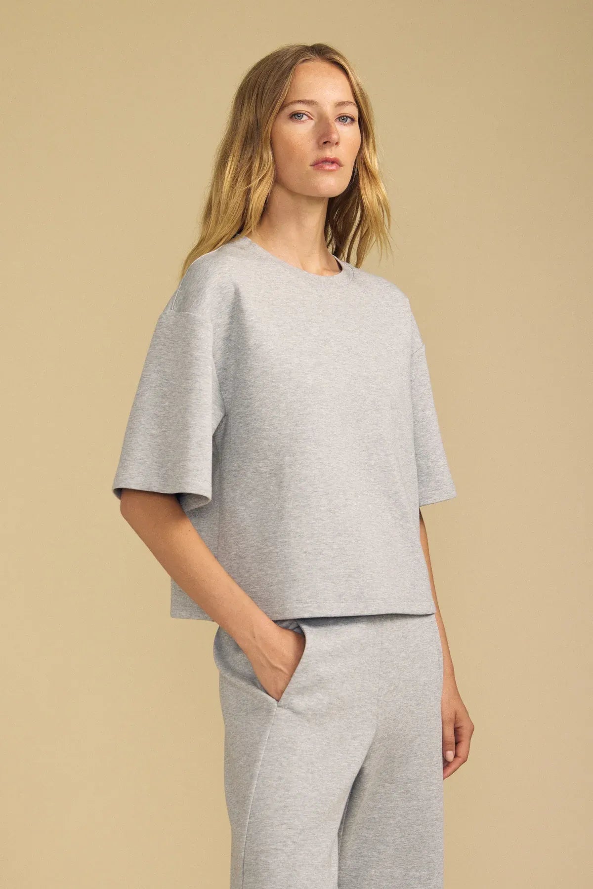 Scuba Knit Top Woman VELVET M HEATHER GREY/WHITE