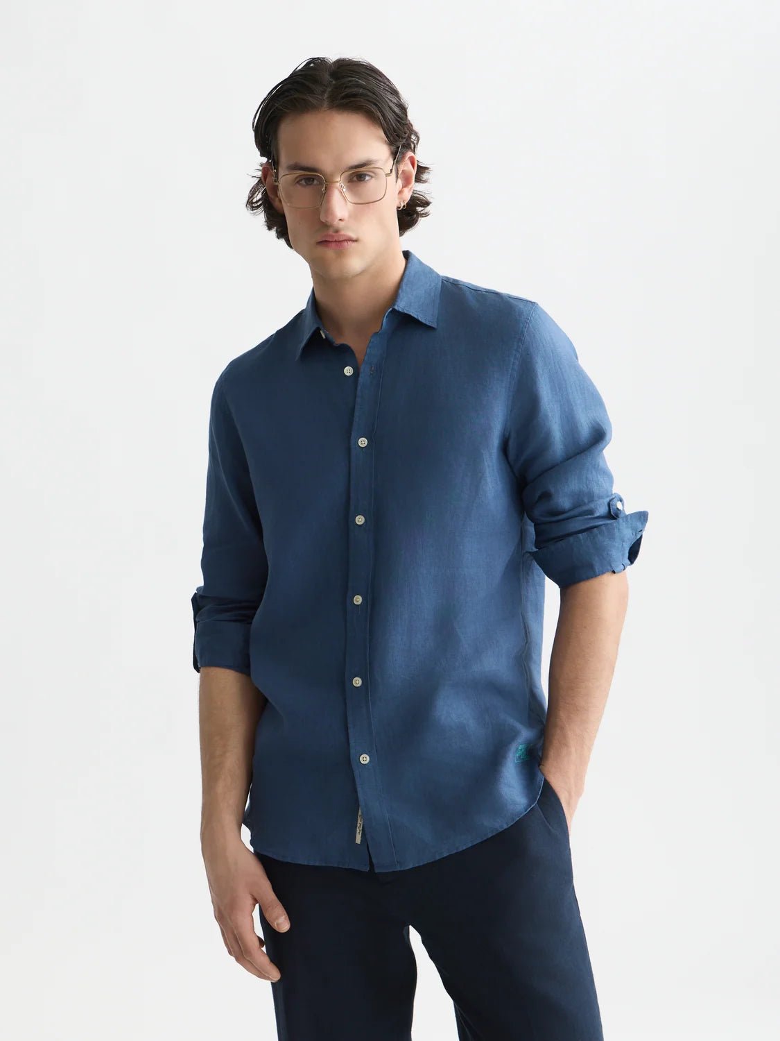 Seasonal Core Linen Regular-Fit Shirt Man Scotch & Soda Ensign Blue XS