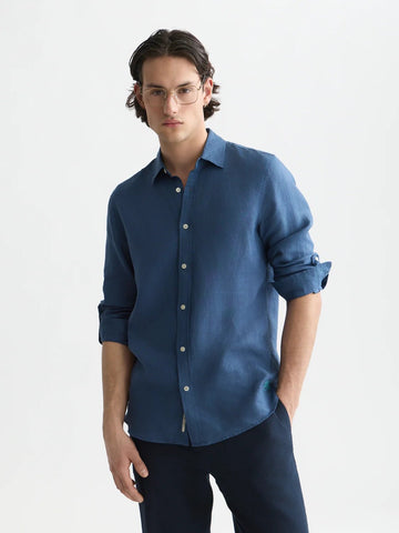 Seasonal Core Linen Regular-Fit Shirt Man Scotch & Soda Ensign Blue XS