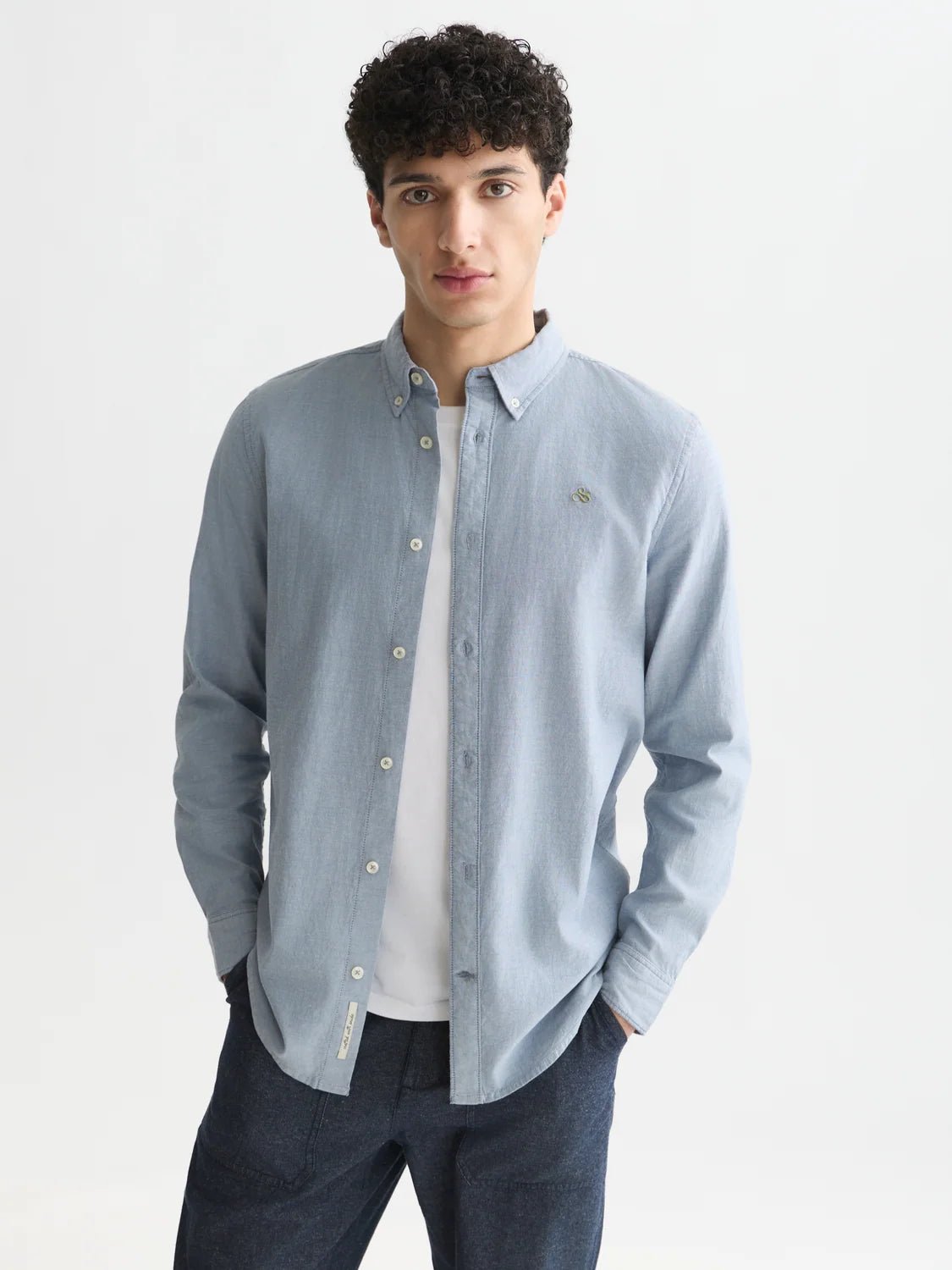 Seasonal Core Oxford Solid Regular-Fit Shirt Man Scotch & Soda M Ensign Blue