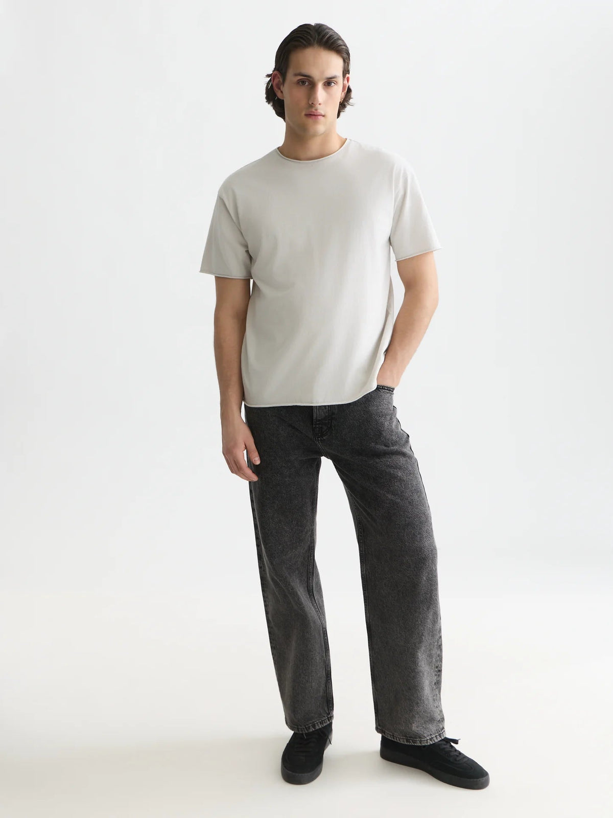 Seasonal Core Raw-Edged Garment-Dyed Relaxed-Fit T-Shirt Man Scotch & Soda Grey Dawn M