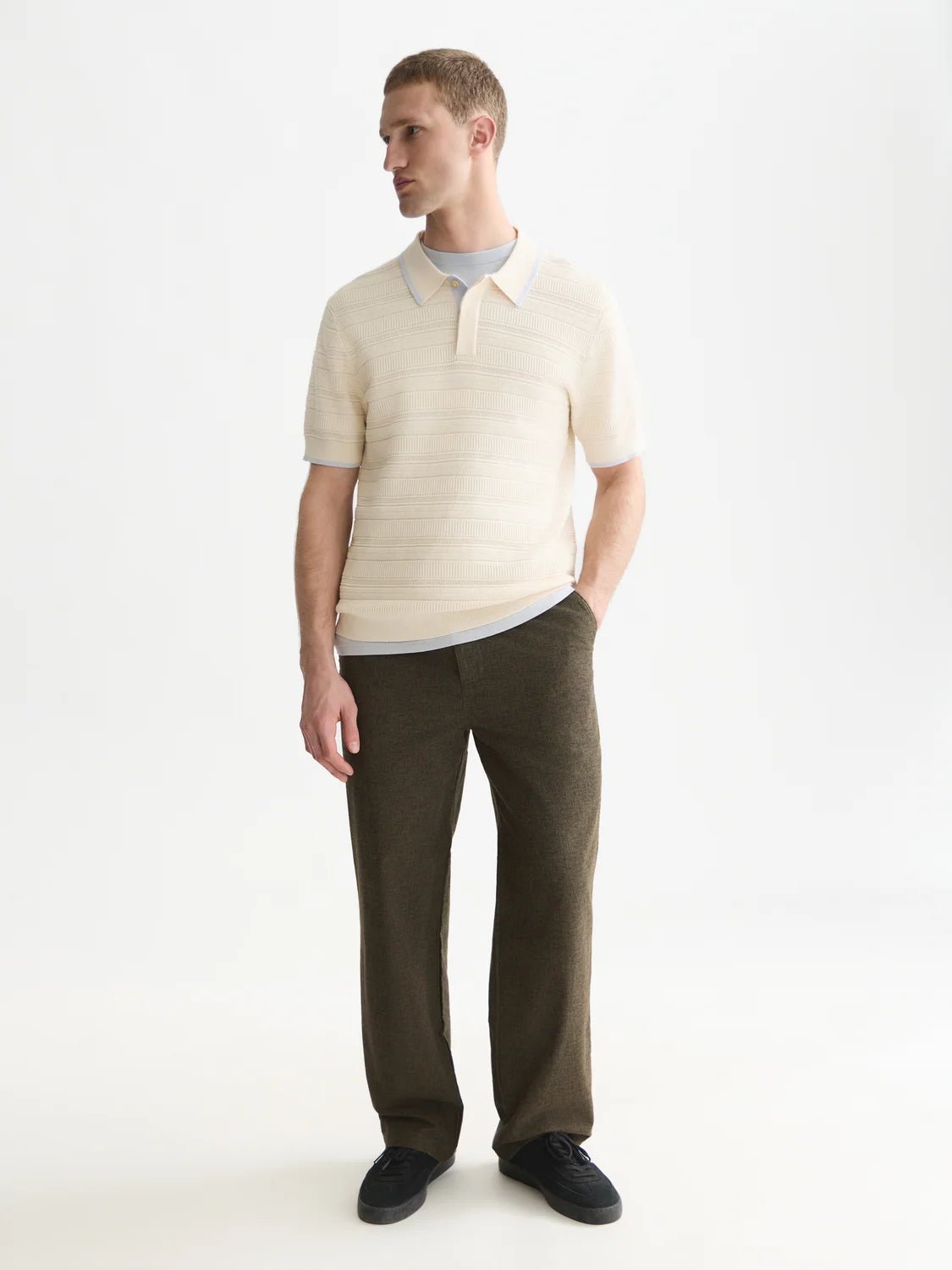 Seasonal Core Structured Knitted Regular-Fit Polo Man Scotch & Soda Eggnog XS