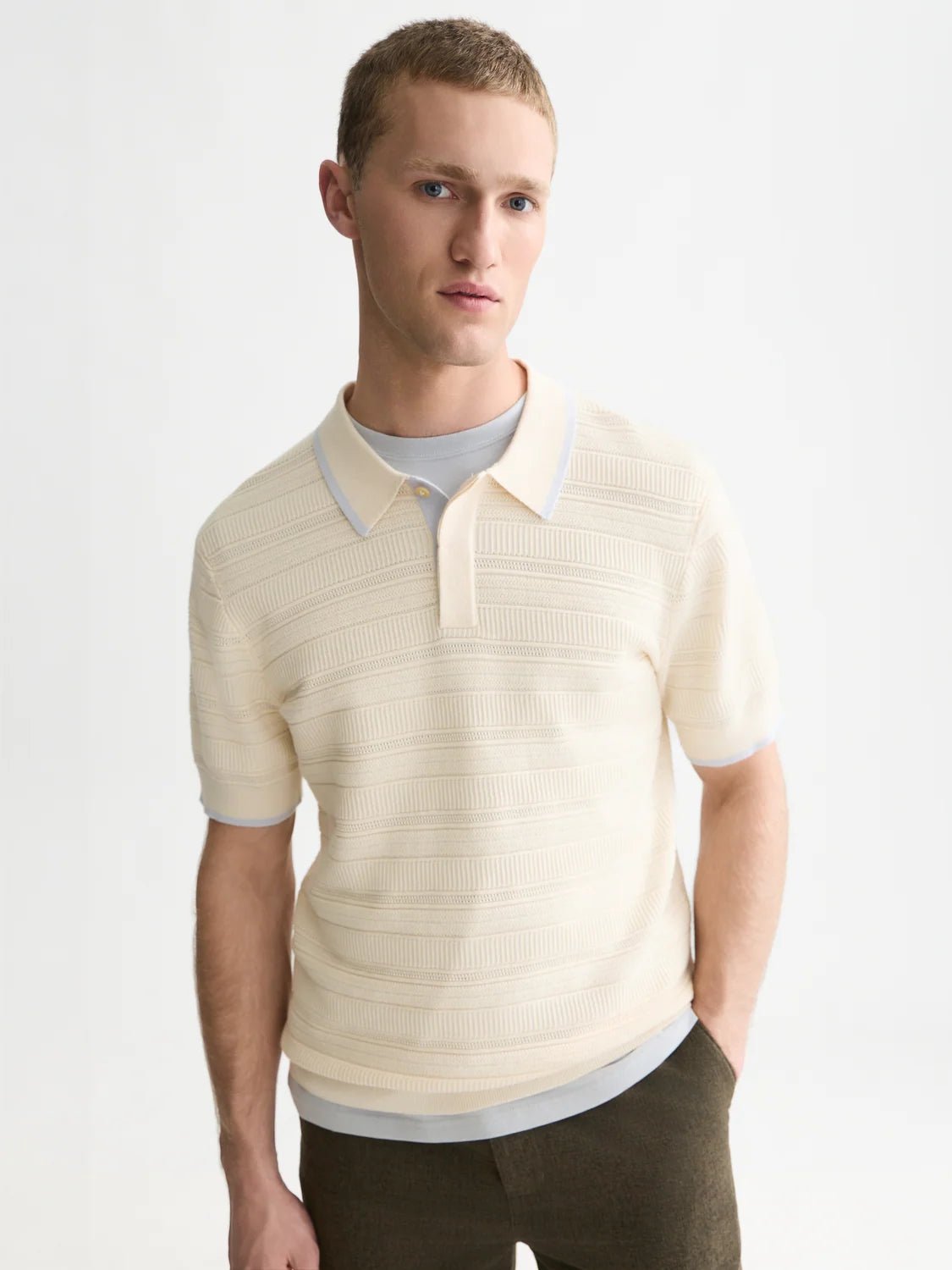 Seasonal Core Structured Knitted Regular-Fit Polo Man Scotch & Soda Eggnog S