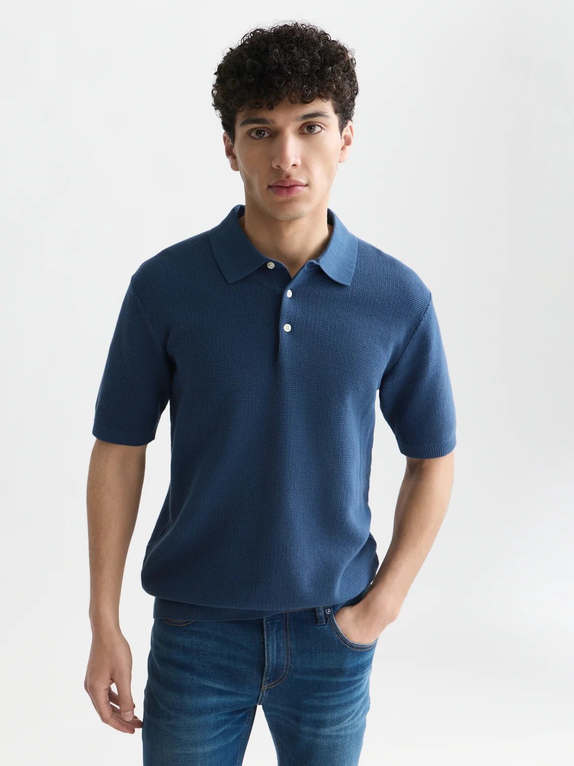 Seasonal Core Structured Knitted Regular-Fit Polo Man Scotch & Soda Ensign Blue XS