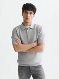 Seasonal Core Structured Knitted Regular-Fit Polo Man Scotch & Soda Grey Melange XS