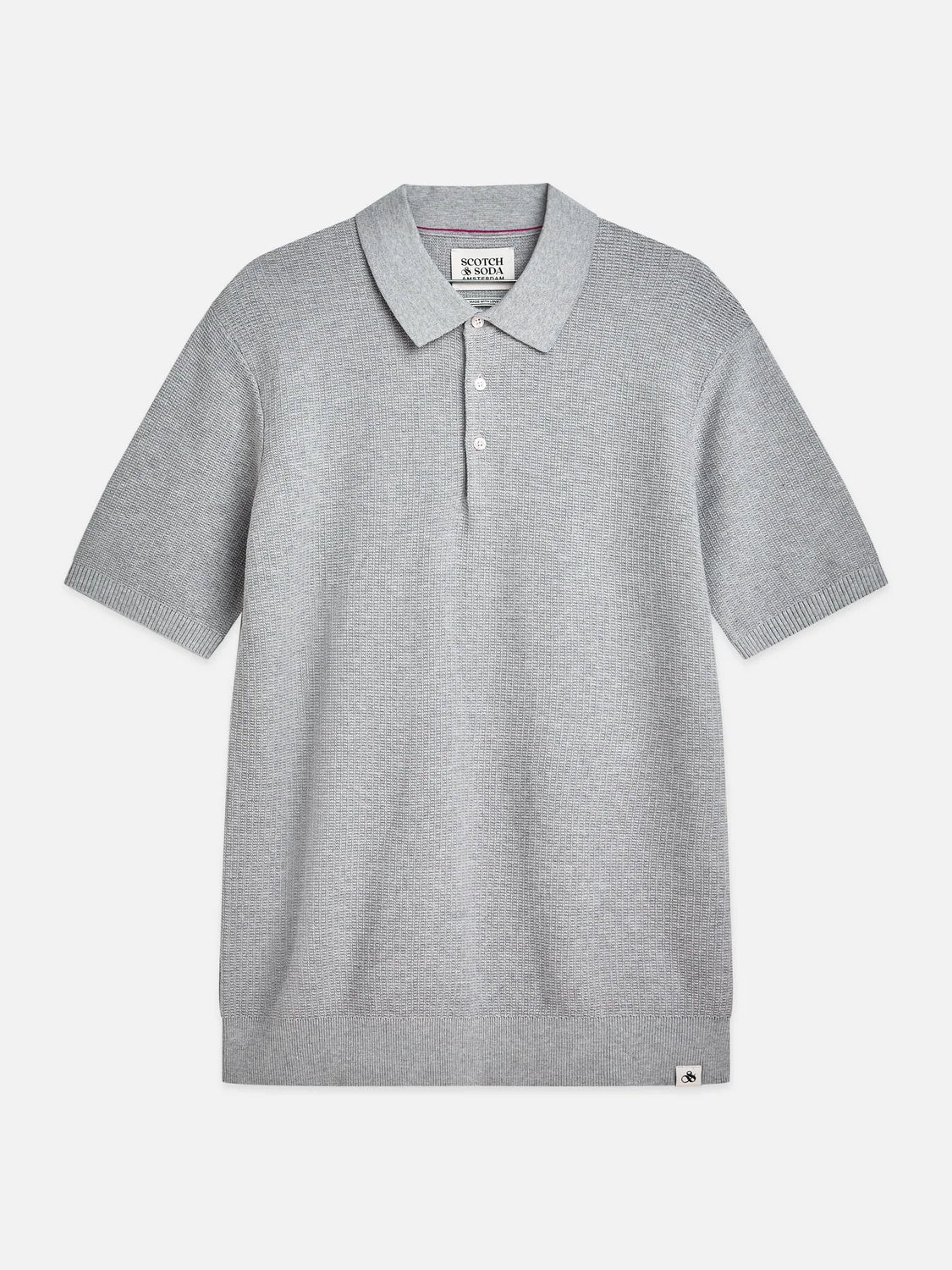 Seasonal Core Structured Knitted Regular-Fit Polo Man Scotch & Soda Grey Melange XL