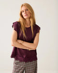 Sleeveless top with lace Woman SUMMUM 40 DARK-BURGUNDY