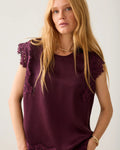 Sleeveless top with lace Woman SUMMUM 38 DARK-BURGUNDY