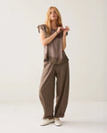 Sleeveless top with lace Woman SUMMUM 36 Taupe