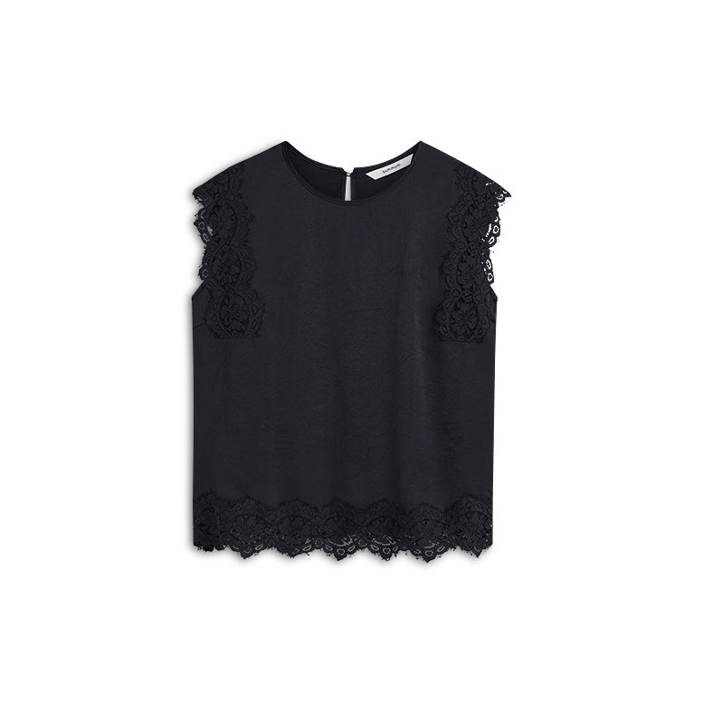 Sleeveless top with lace Woman SUMMUM 34 MIDNIGHT BLUE