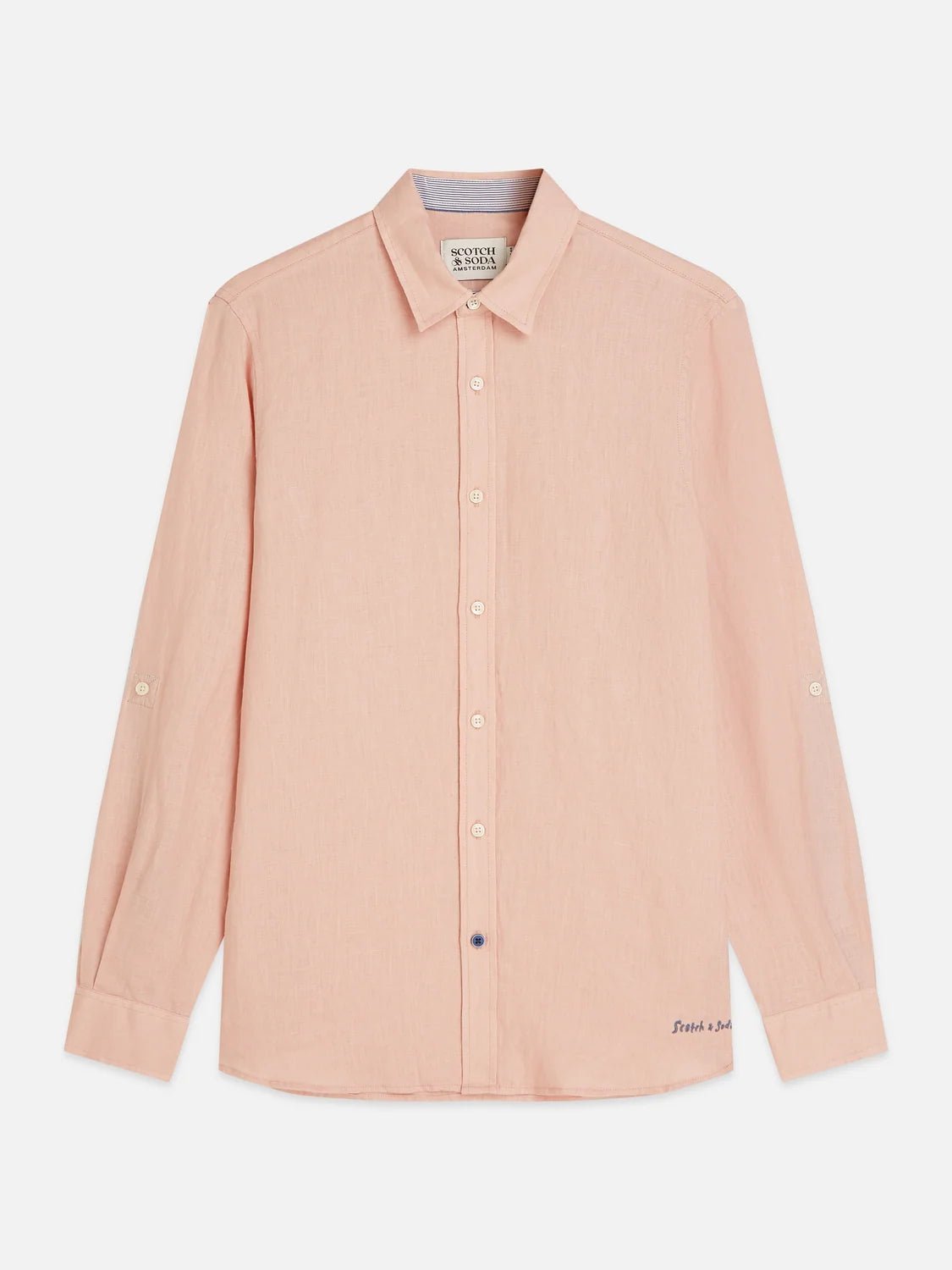 Solid Linen Regular-Fit Shirt Man Scotch & Soda Misty Rose XXL