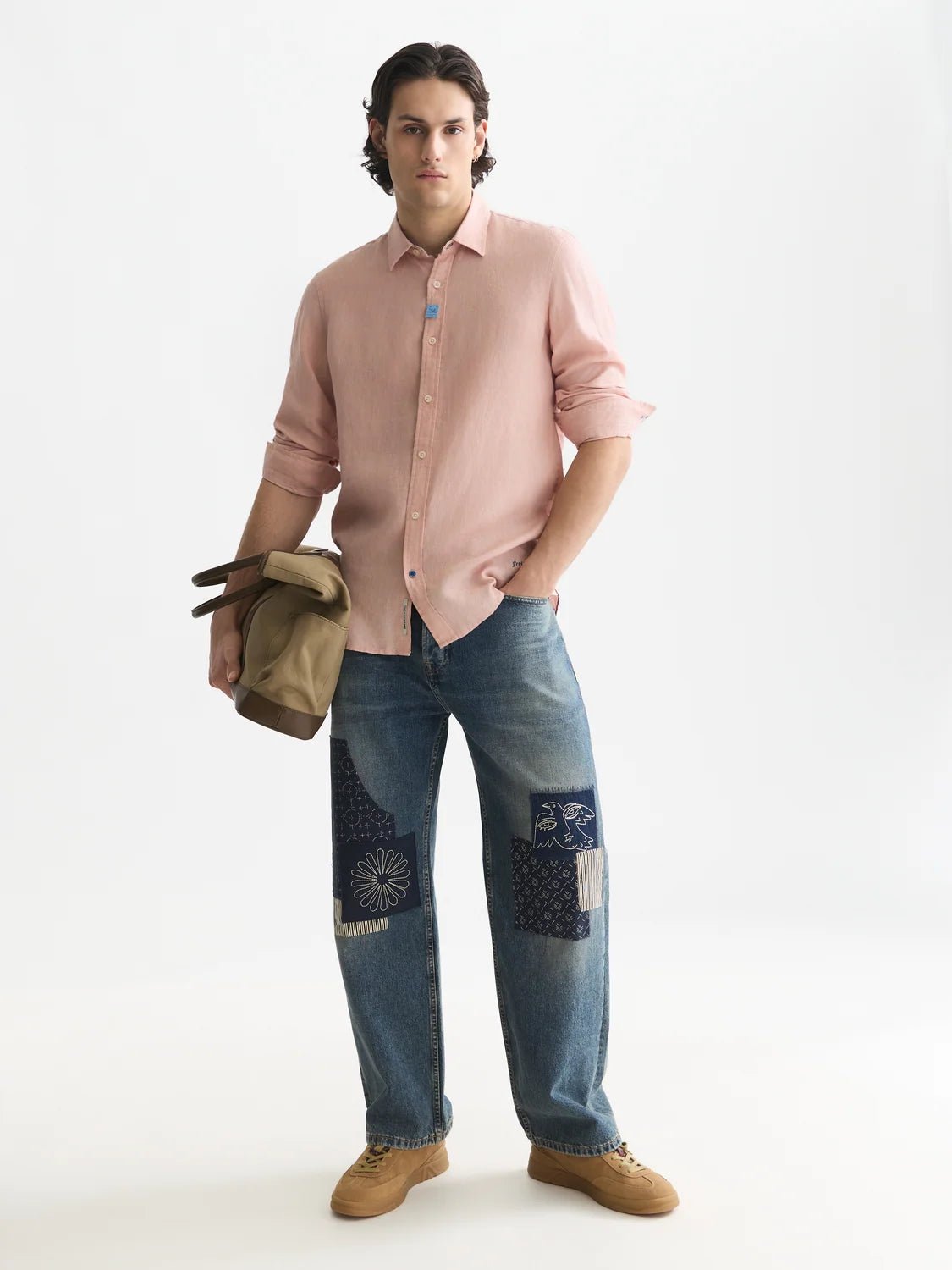 Solid Linen Regular-Fit Shirt Man Scotch & Soda Misty Rose L