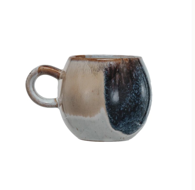 STONEWARE MUG, REACTIVE GLAZE, BLUE & TAN COLOR Mugs Bloomingville   