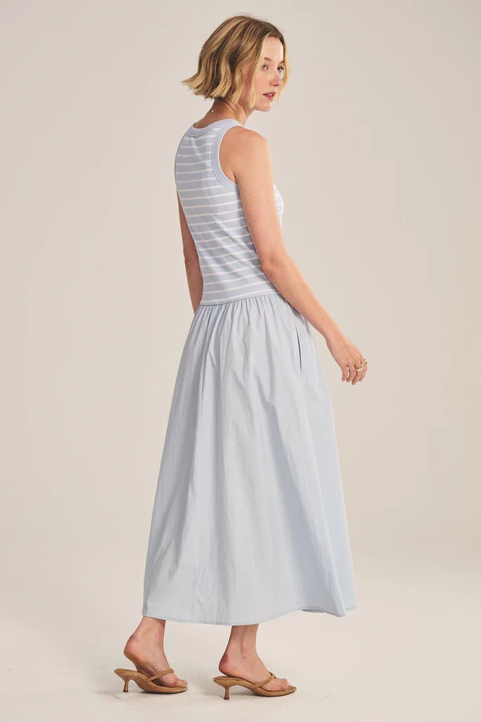 STRIPE RIB & POPLIN MIX MEDIA DRESS 1 Dresses VELVET Black S